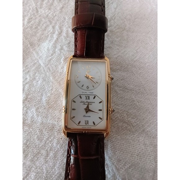 Jules Jurgensen Dual Time Quartz Watch – Vintage Gold Tone – Japan Movement - Picture 3 of 9